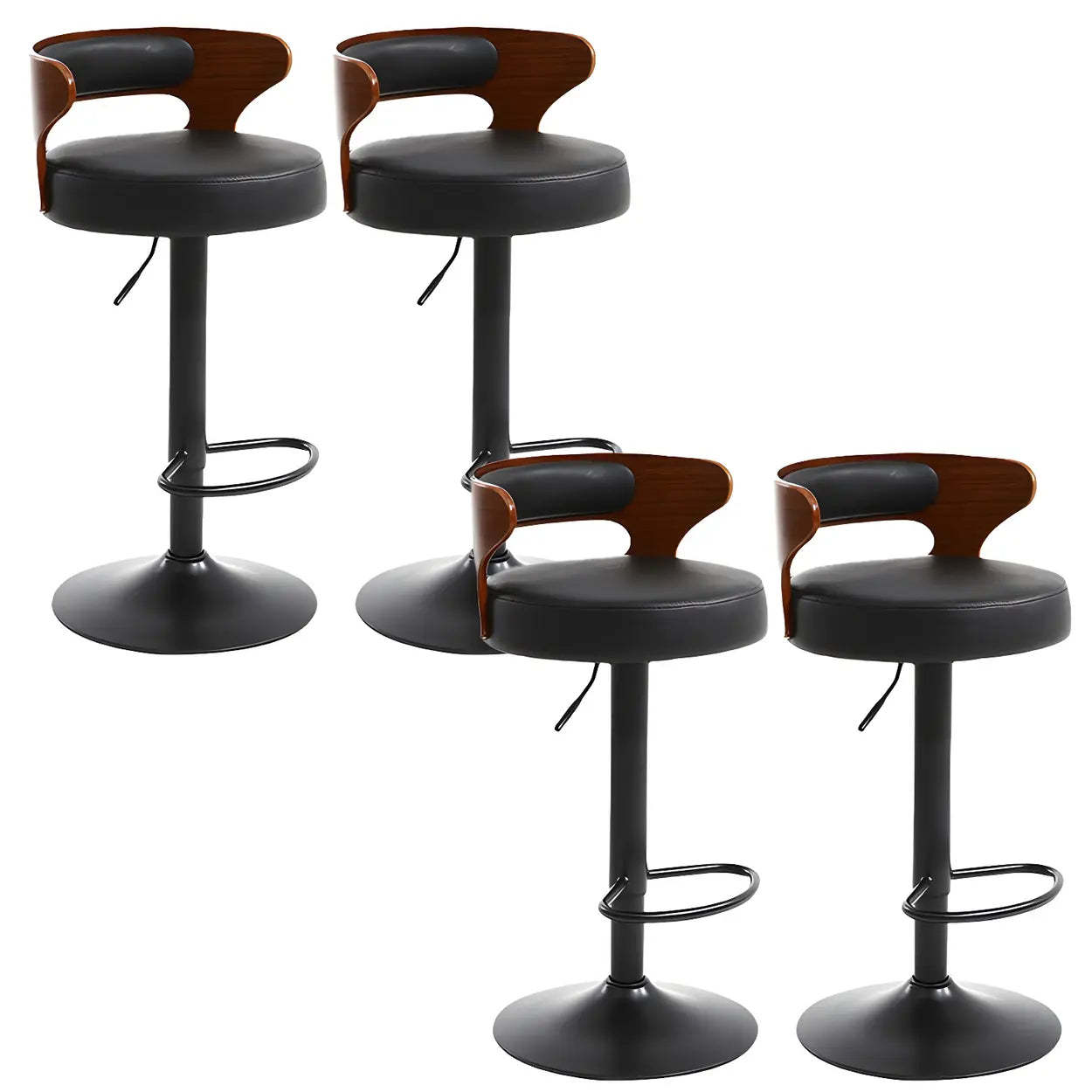 Round Adjustable Cotton Cushion Swivel Bar Stool — Green / Chrome / 2 Piece Set