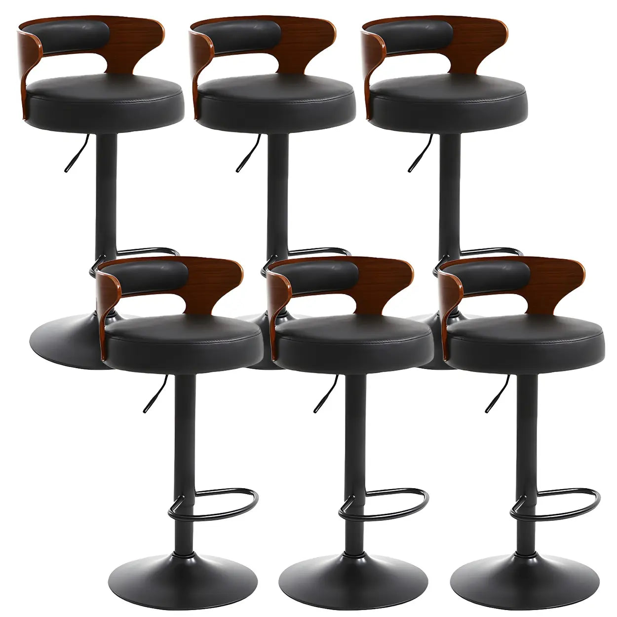 Round Adjustable Cotton Cushion Swivel Bar Stool — Green / Chrome / 4 Piece Set