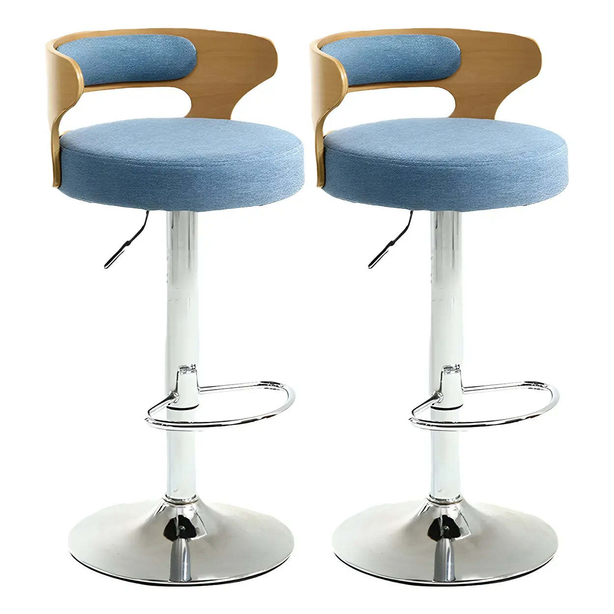 Round Adjustable Cotton Cushion Swivel Bar Stool — Dark Brown / Chrome / 1 Piece