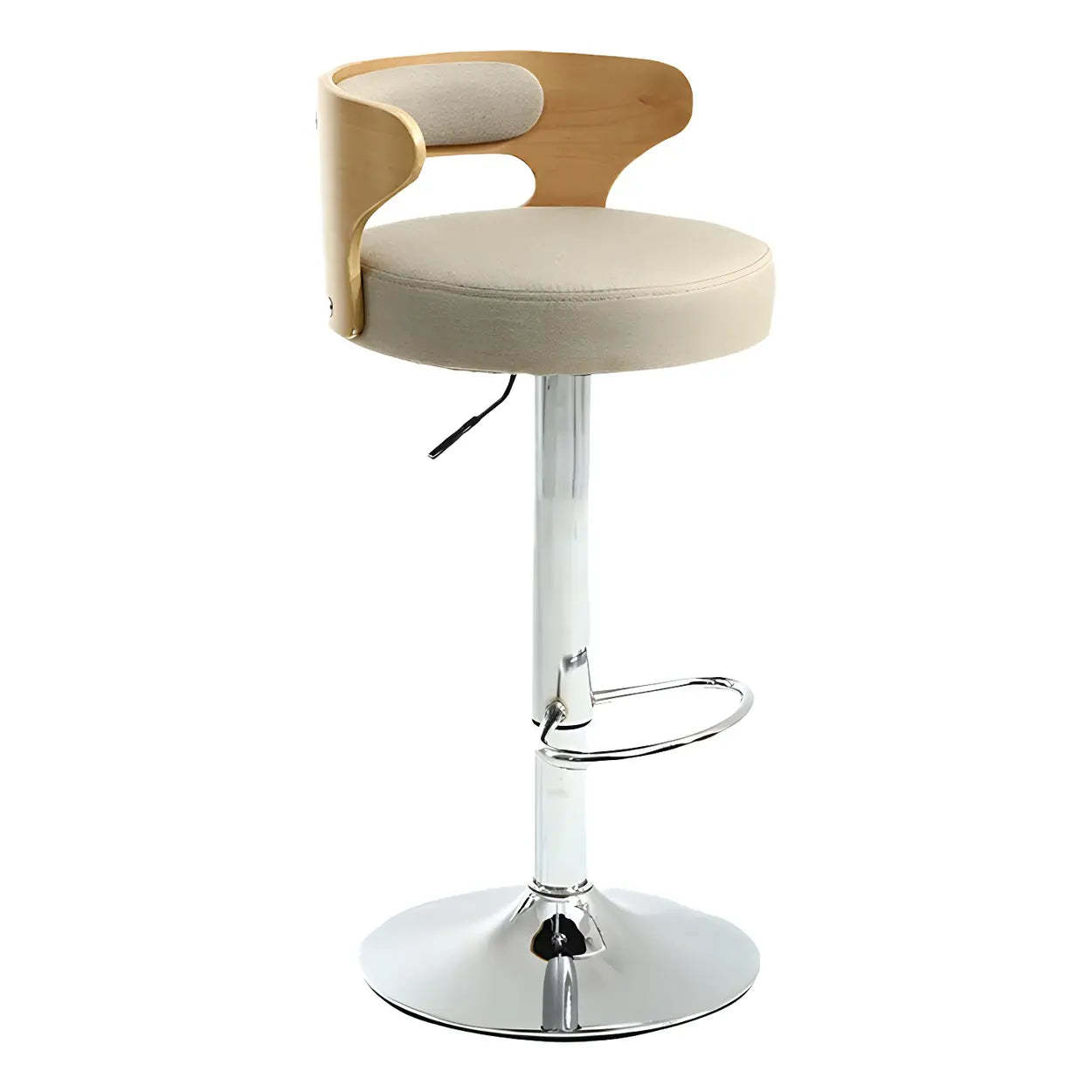 Round Adjustable Cotton Cushion Swivel Bar Stool — Light Blue / Chrome / 8 Piece Set