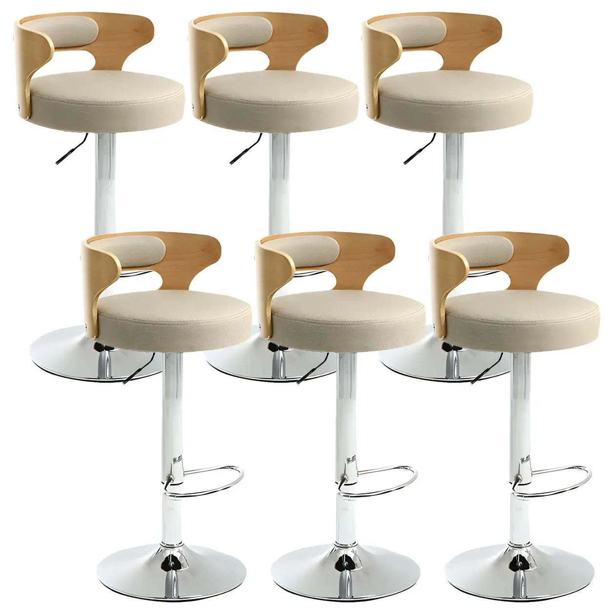 Round Adjustable Cotton Cushion Swivel Bar Stool