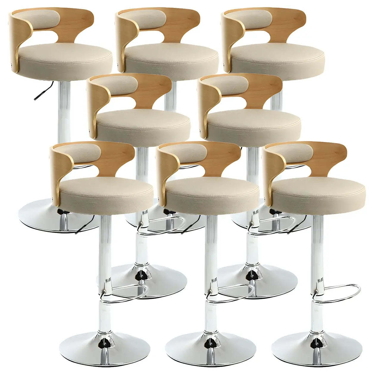 Round Adjustable Cotton Cushion Swivel Bar Stool