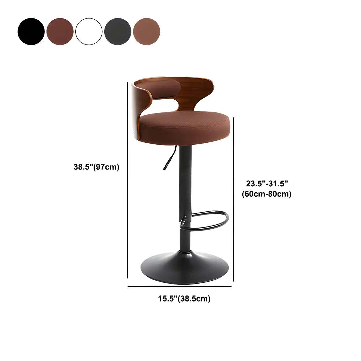 Round Adjustable Cotton Cushion Swivel Bar Stool