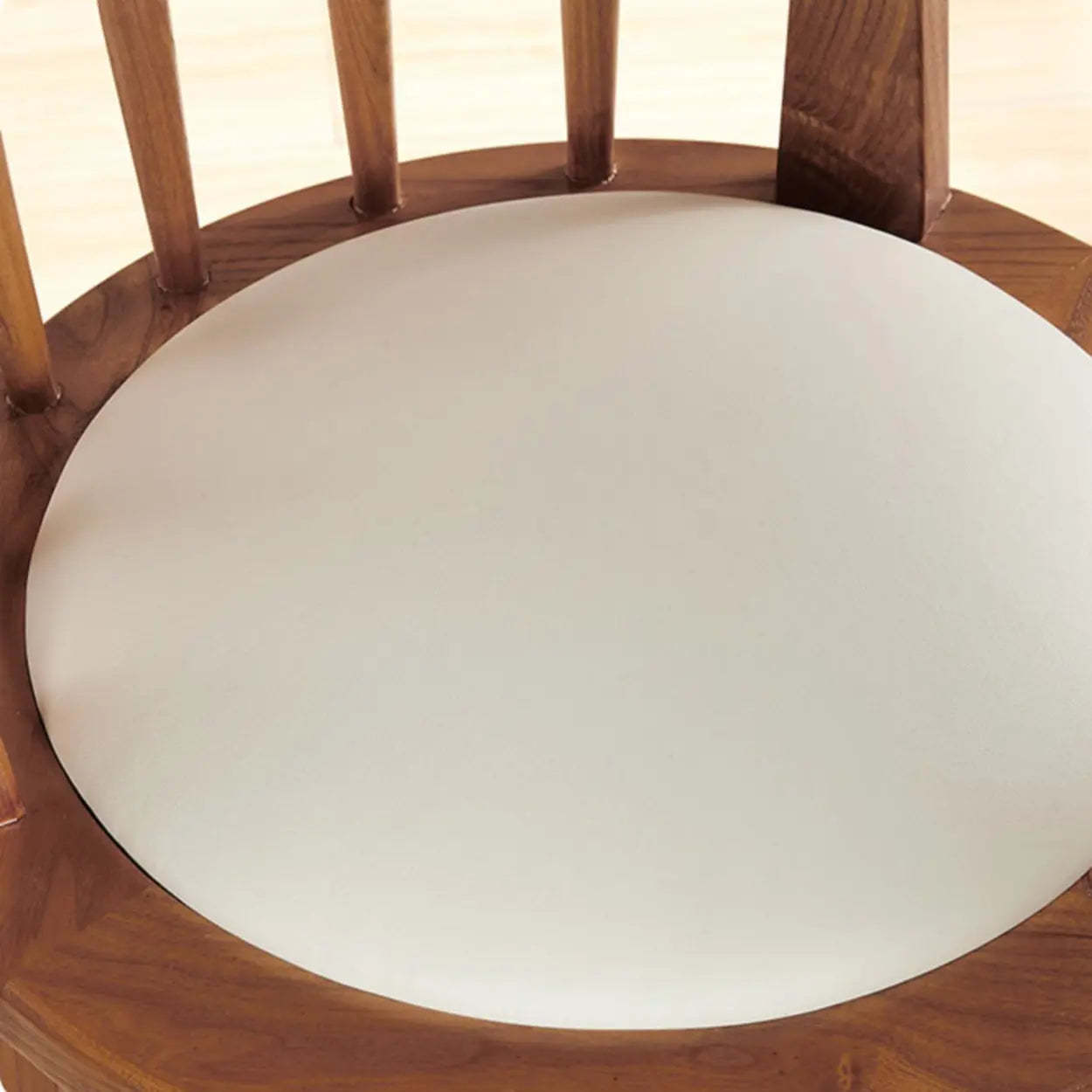 Dark Walnut Round Ash Wood Faux Leather Bar Stool