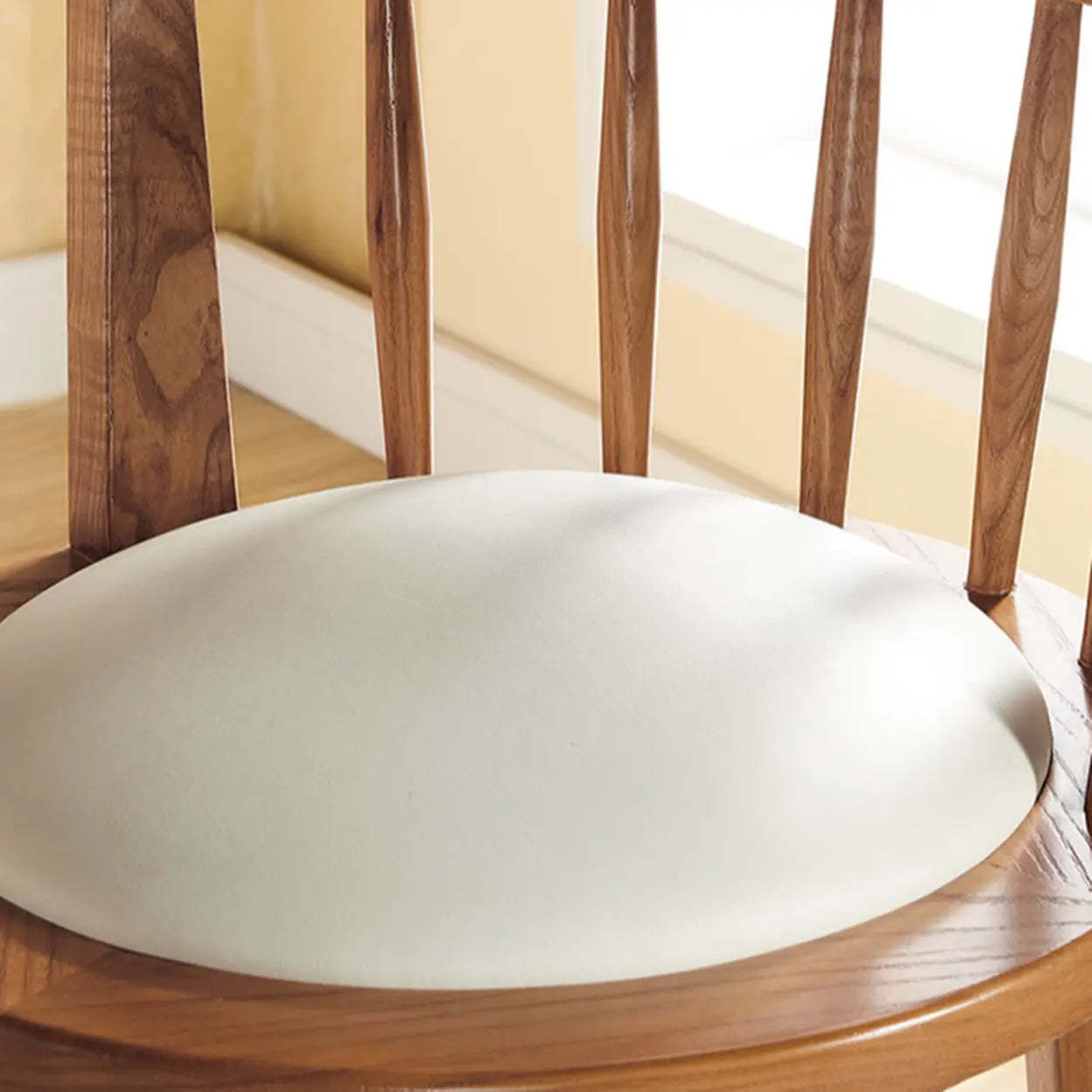 Dark Walnut Round Ash Wood Faux Leather Bar Stool