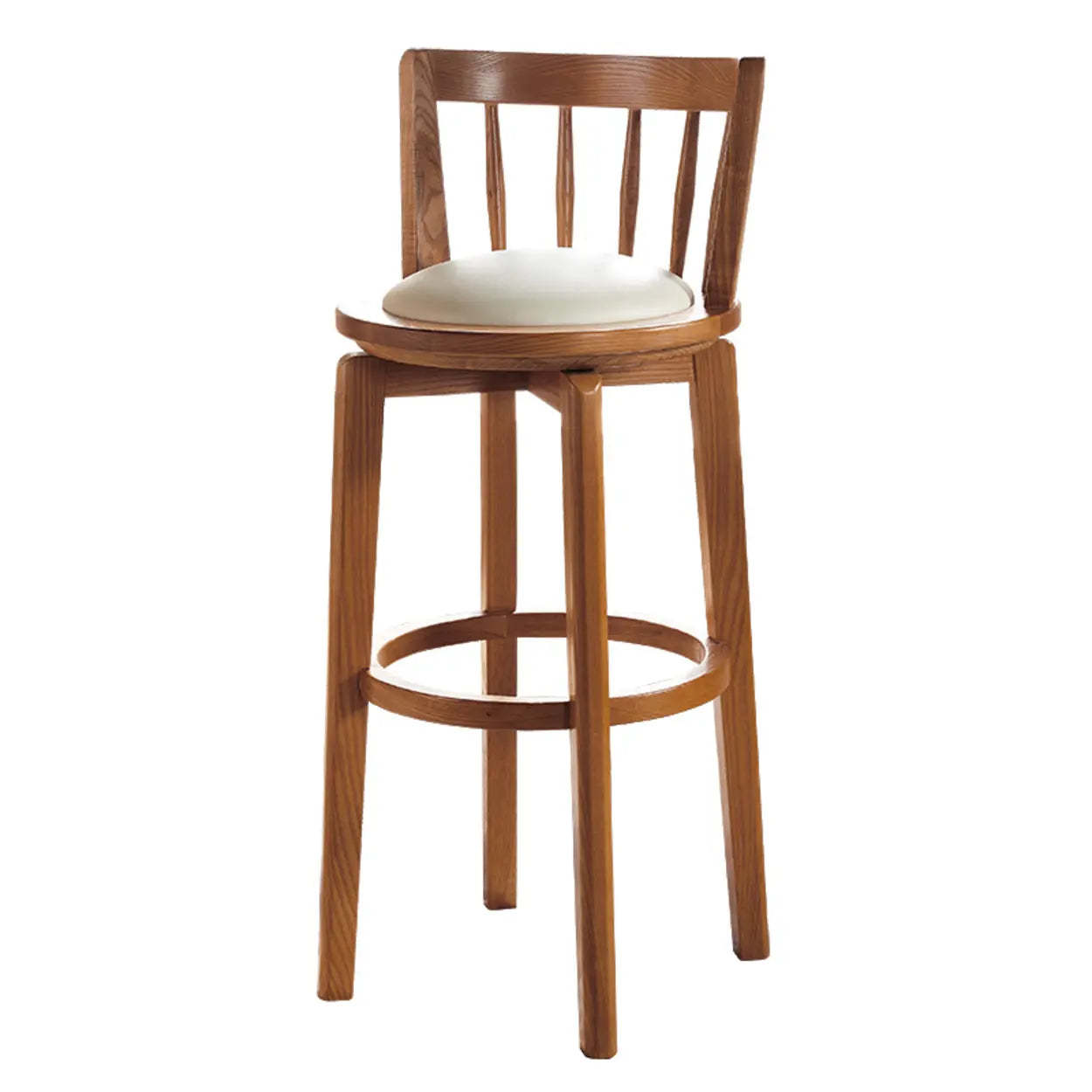 Leather round dark wood bar & counter stools