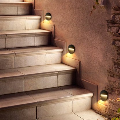 Round Creative Waterproof Stair Lights Outdoor Wall Lights Step Lights Stairway Sconces-Lighom