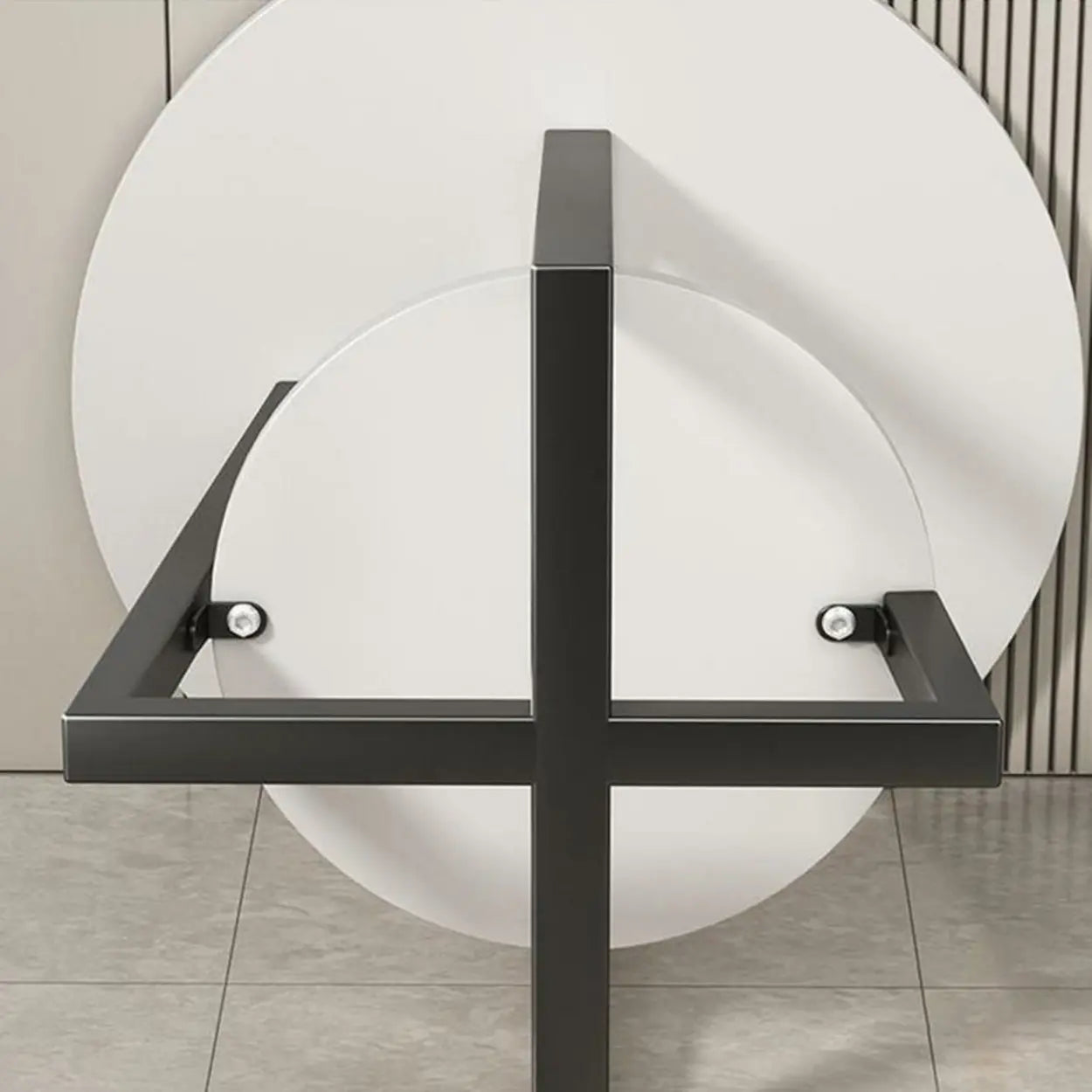 Cross Legs End Table with Storage Shelf — Black / White