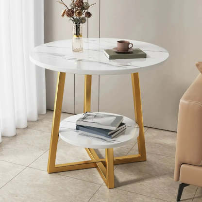 Cross Legs End Table with Storage Shelf
