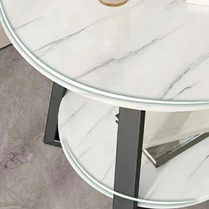 Cross Legs End Table with Storage Shelf