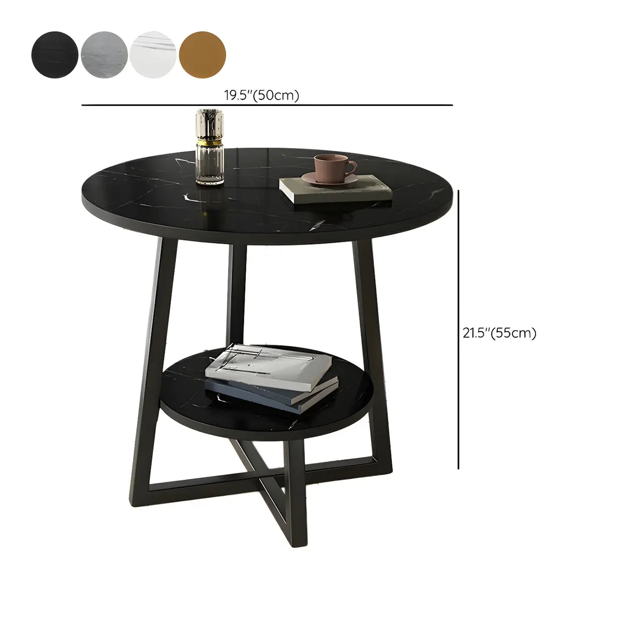 Cross Legs End Table with Storage Shelf