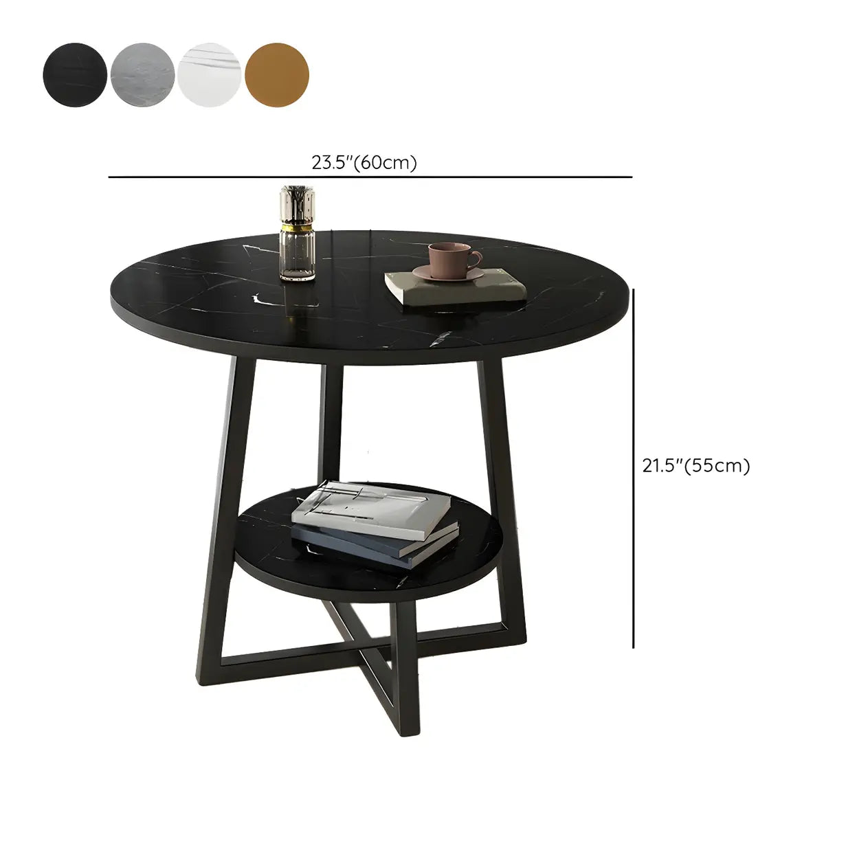 Cross Legs End Table with Storage Shelf
