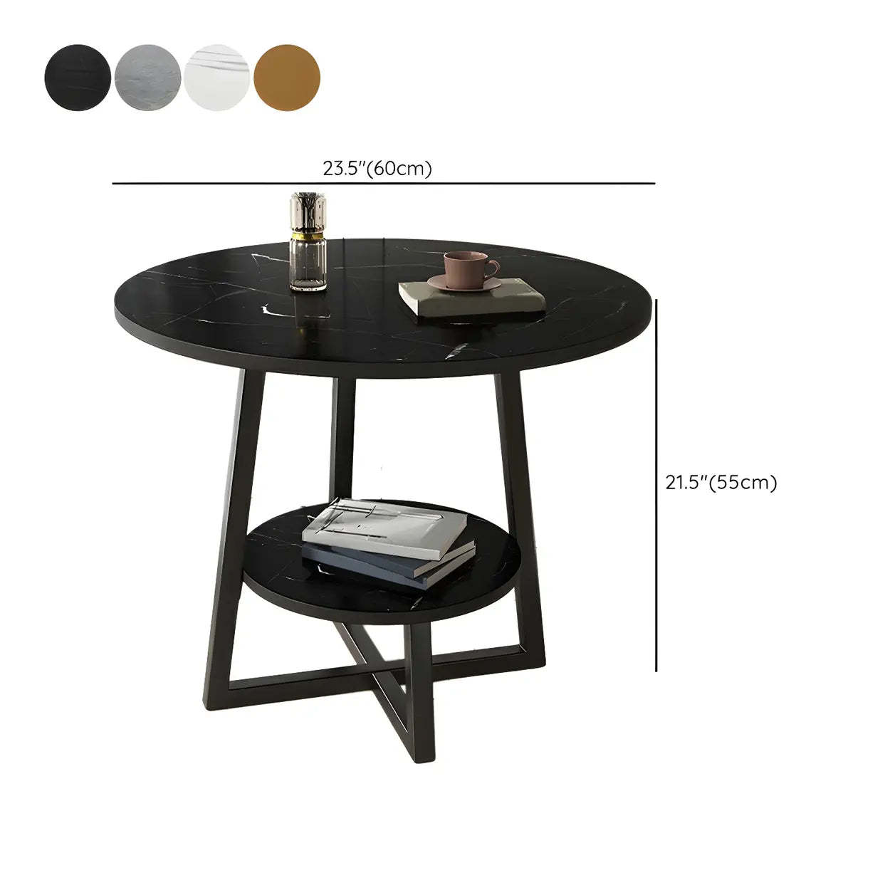 Cross Legs End Table with Storage Shelf