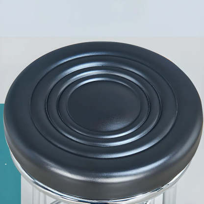 Round Cushioned Metal Backless Black Bar Stool — Blue