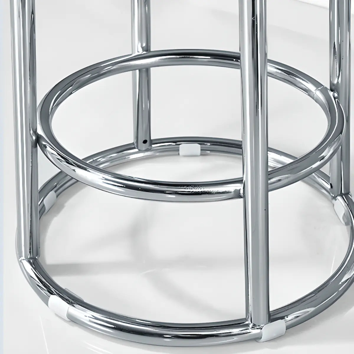 Round Cushioned Metal Backless Black Bar Stool — Brown