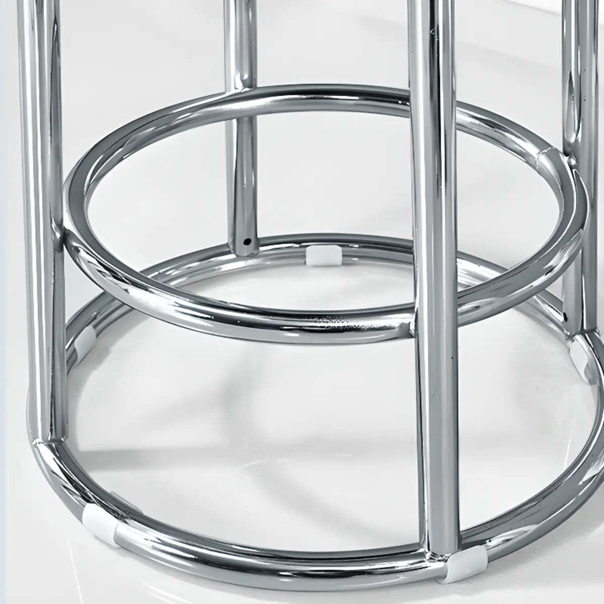 Round Cushioned Metal Backless Black Bar Stool — Brown