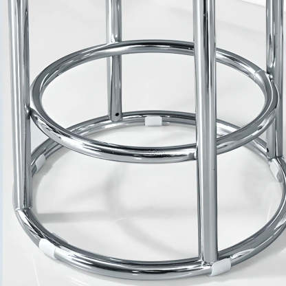 Round Cushioned Metal Backless Black Bar Stool — Brown