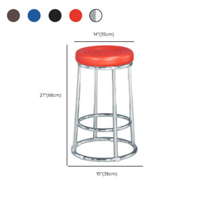 Round Cushioned Metal Backless Black Bar Stool