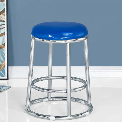 Round Cushioned Metal Backless Black Bar Stool — Black