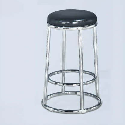 Round Cushioned Metal Backless Black Bar Stool — Blue