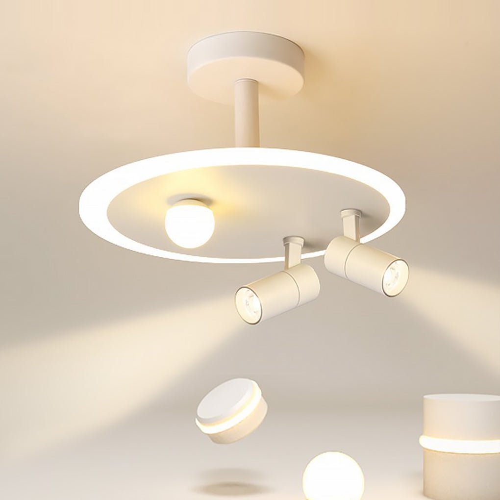 Round Dimmable Mount with Bulb and 2 Spotlights
