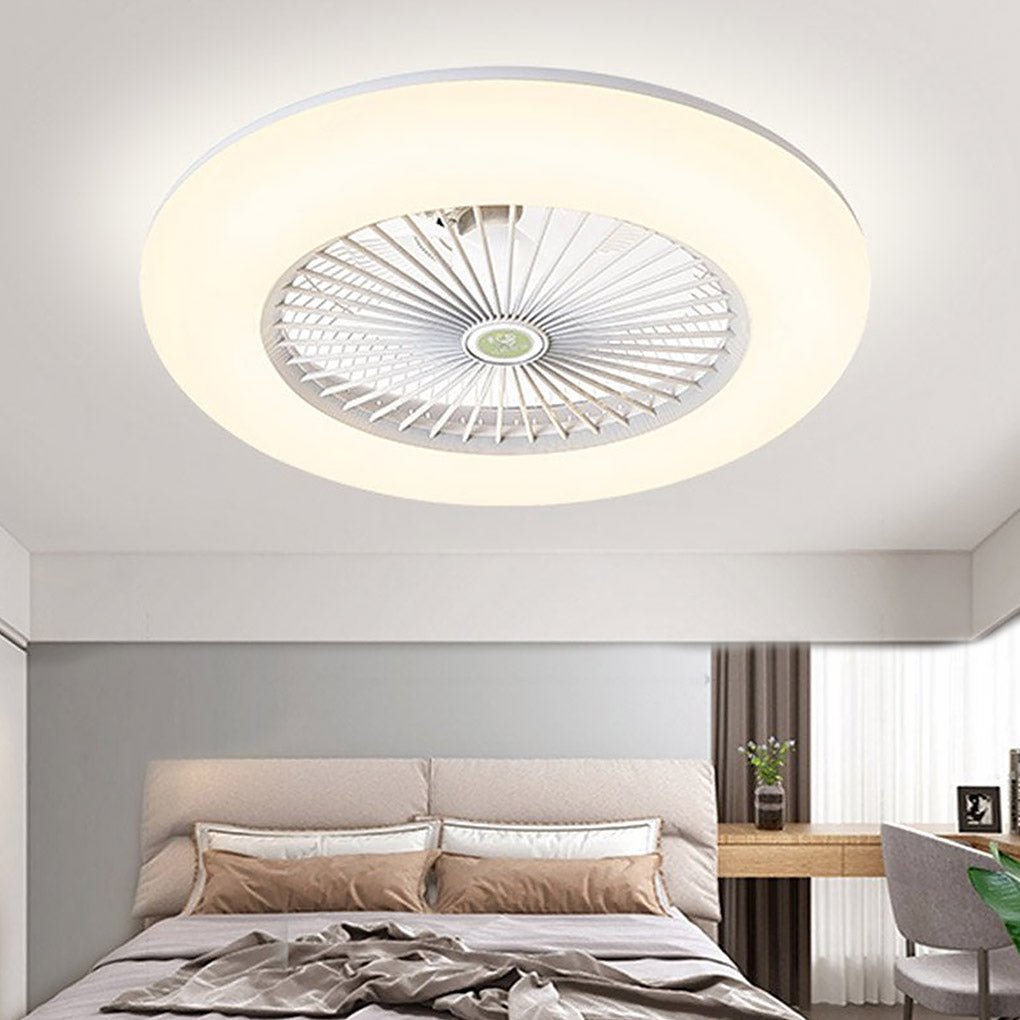 Round Flush Mount Remote Bladeless Ceiling Fan with LED