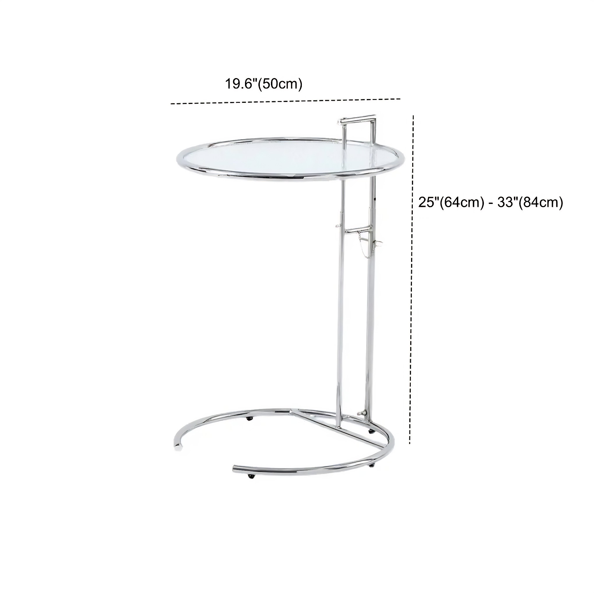 Round Glass Adjustable C-Shaped End Table