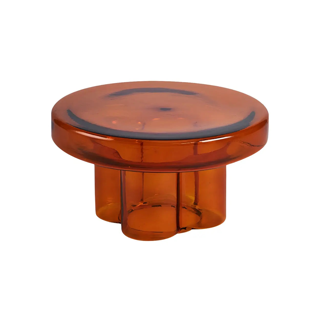 Round Green Glass Decorative Pedestal Side Table — Amber / 2