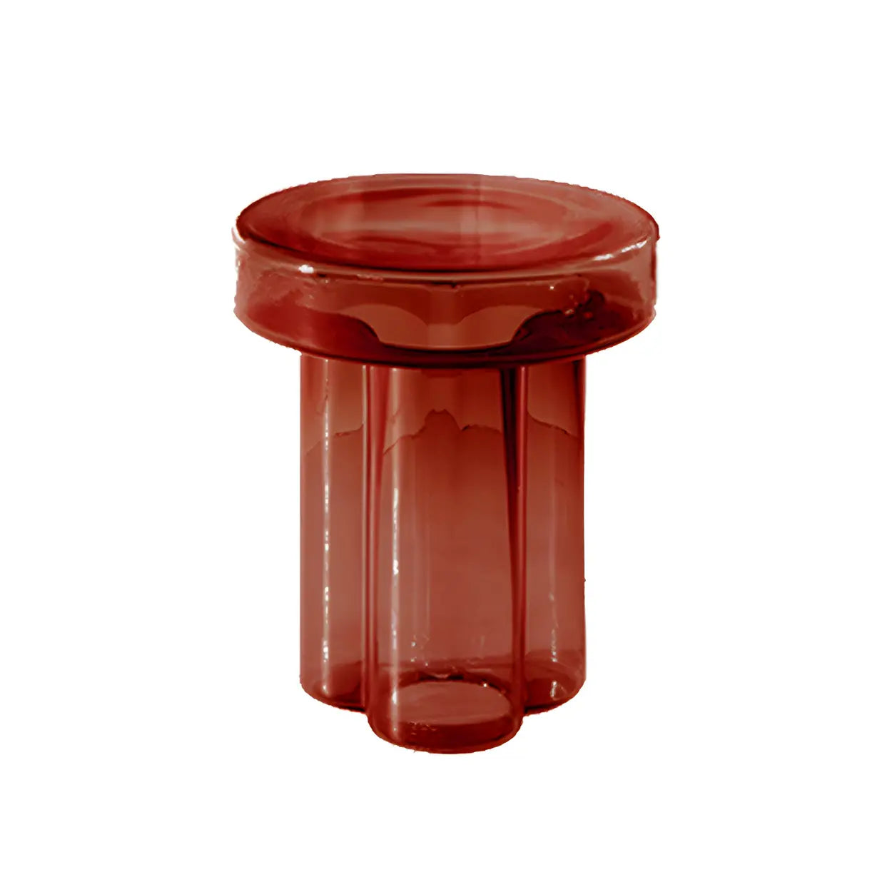 Round Green Glass Decorative Pedestal Side Table — Amber / 2