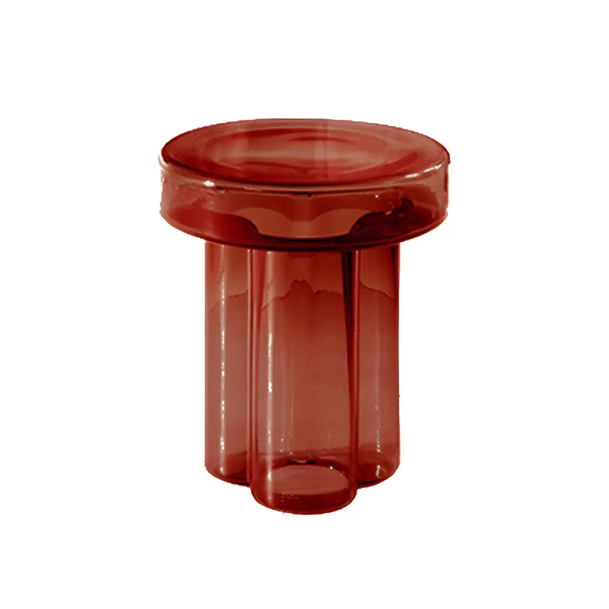 Round Green Glass Decorative Pedestal Side Table — Amber / 2