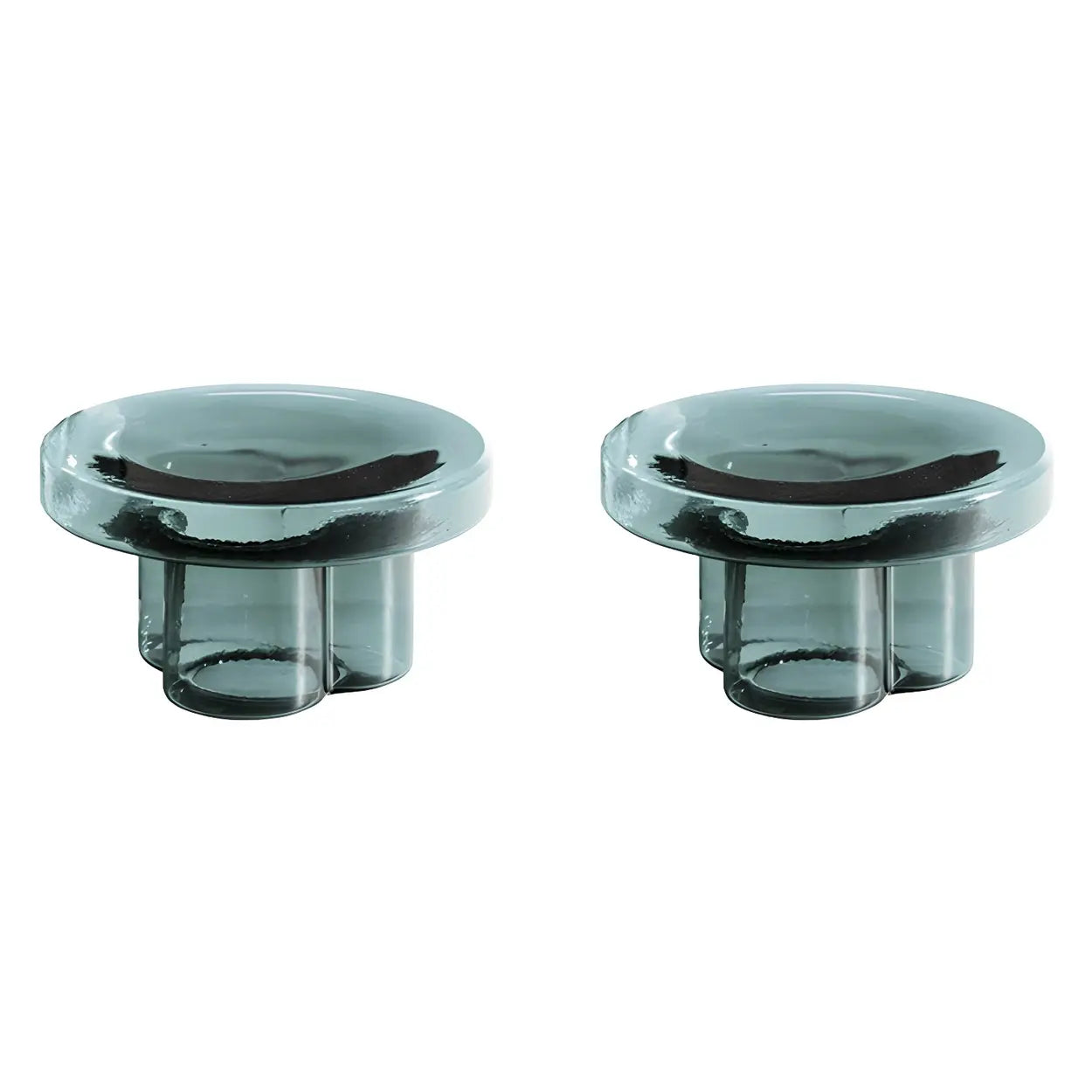 Round Green Glass Decorative Pedestal Side Table