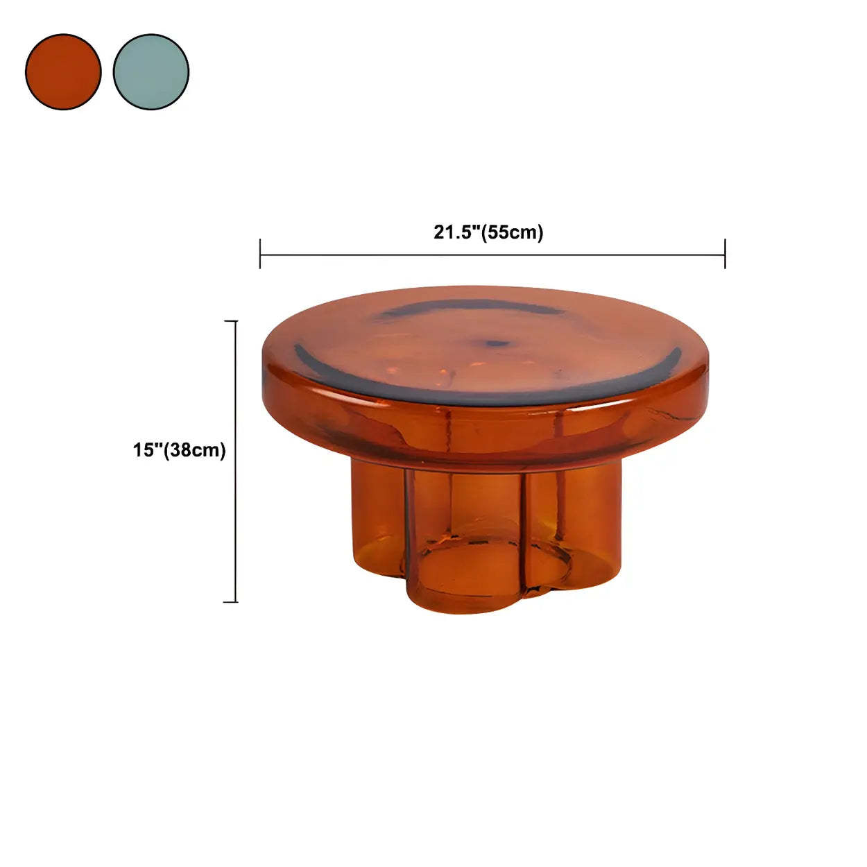 Round Green Glass Decorative Pedestal Side Table