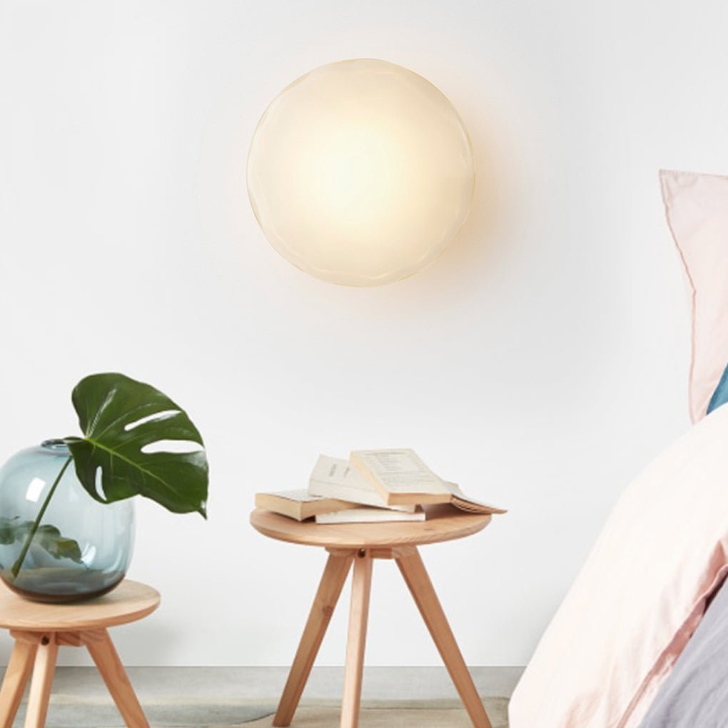 Round Glass Shell Design Wall Sconce Modern Bedside & Study Wall Lamp-Lighom