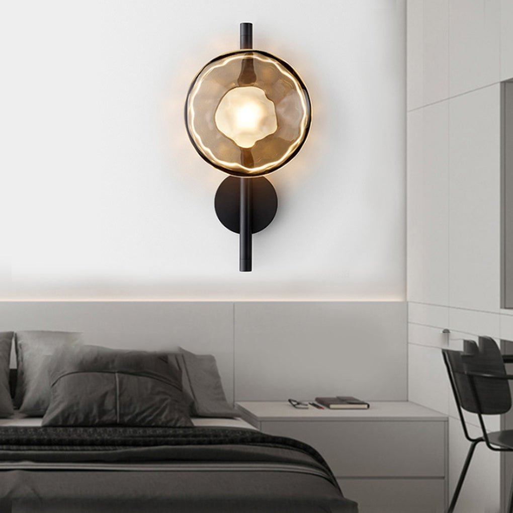 Round Glass Shell Design Wall Sconce Modern Bedside & Study Wall Lamp-Lighom