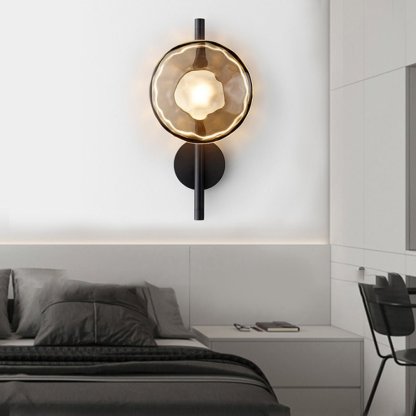 Round Glass Shell Design Wall Sconce Modern Bedside & Study Wall Lamp-Lighom
