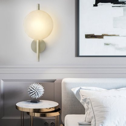 Round Glass Shell Design Wall Sconce Modern Bedside & Study Wall Lamp-Lighom