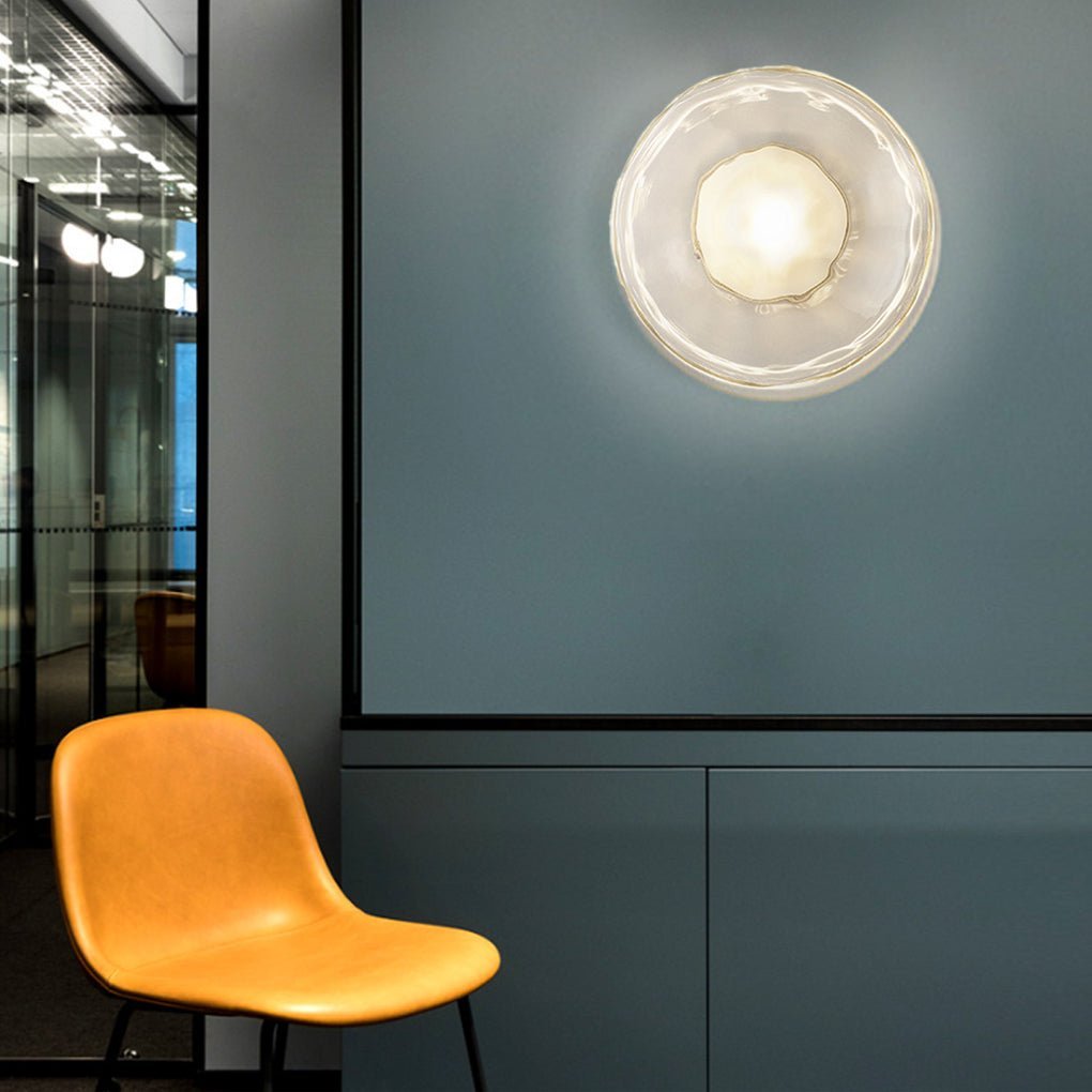 Round Glass Shell Design Wall Sconce Modern Bedside & Study Wall Lamp-Lighom