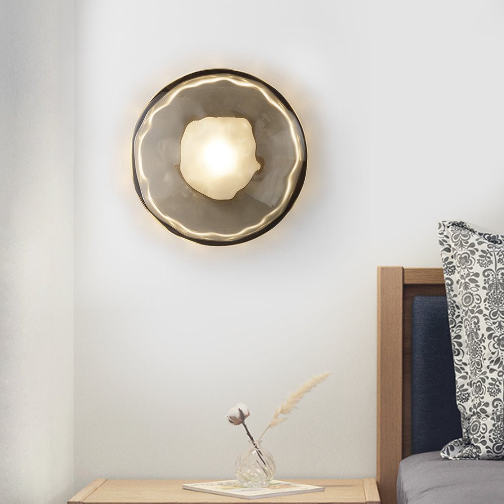 Round Glass Shell Design Wall Sconce Modern Bedside & Study Wall Lamp-Lighom