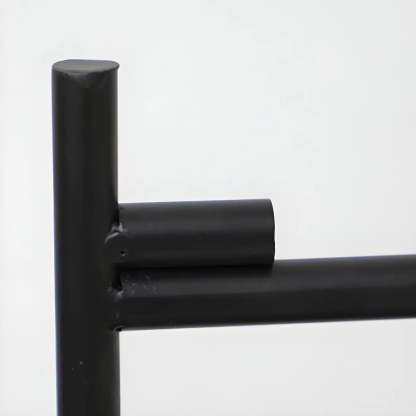 Round Black Iron Tray-Top Side Table with Shelf — Pink/ Gold / 1