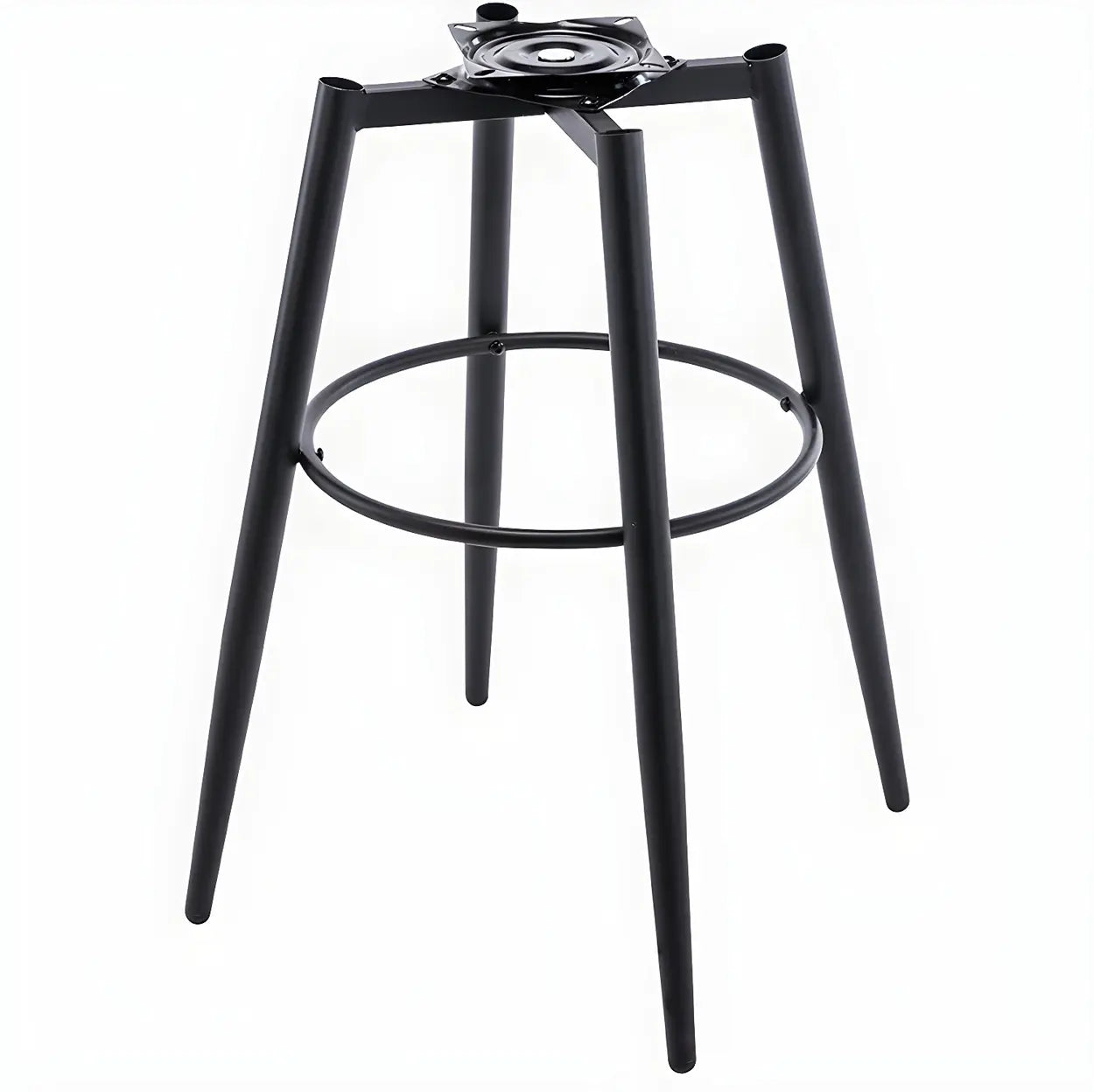 Round Leather Back Black Iron Bar Stool — Orange / 2 Piece Set