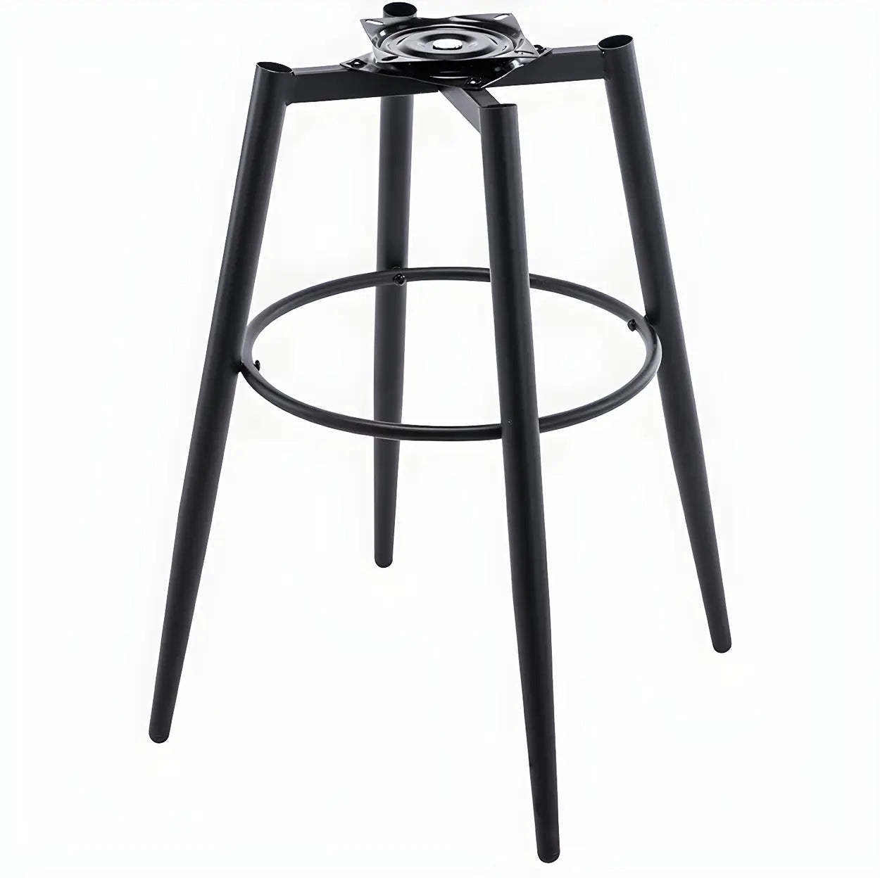 Round Leather Back Black Iron Bar Stool — Orange / 2 Piece Set