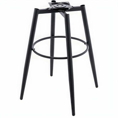 Round Leather Back Black Iron Bar Stool — Orange / 2 Piece Set