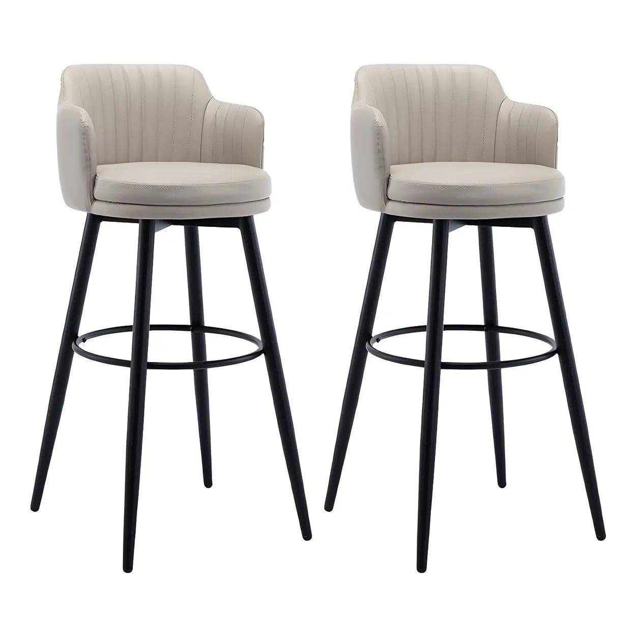 Round Leather Back Black Iron Bar Stool