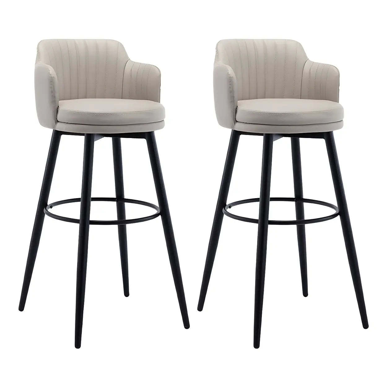 Round Leather Back Black Iron Bar Stool