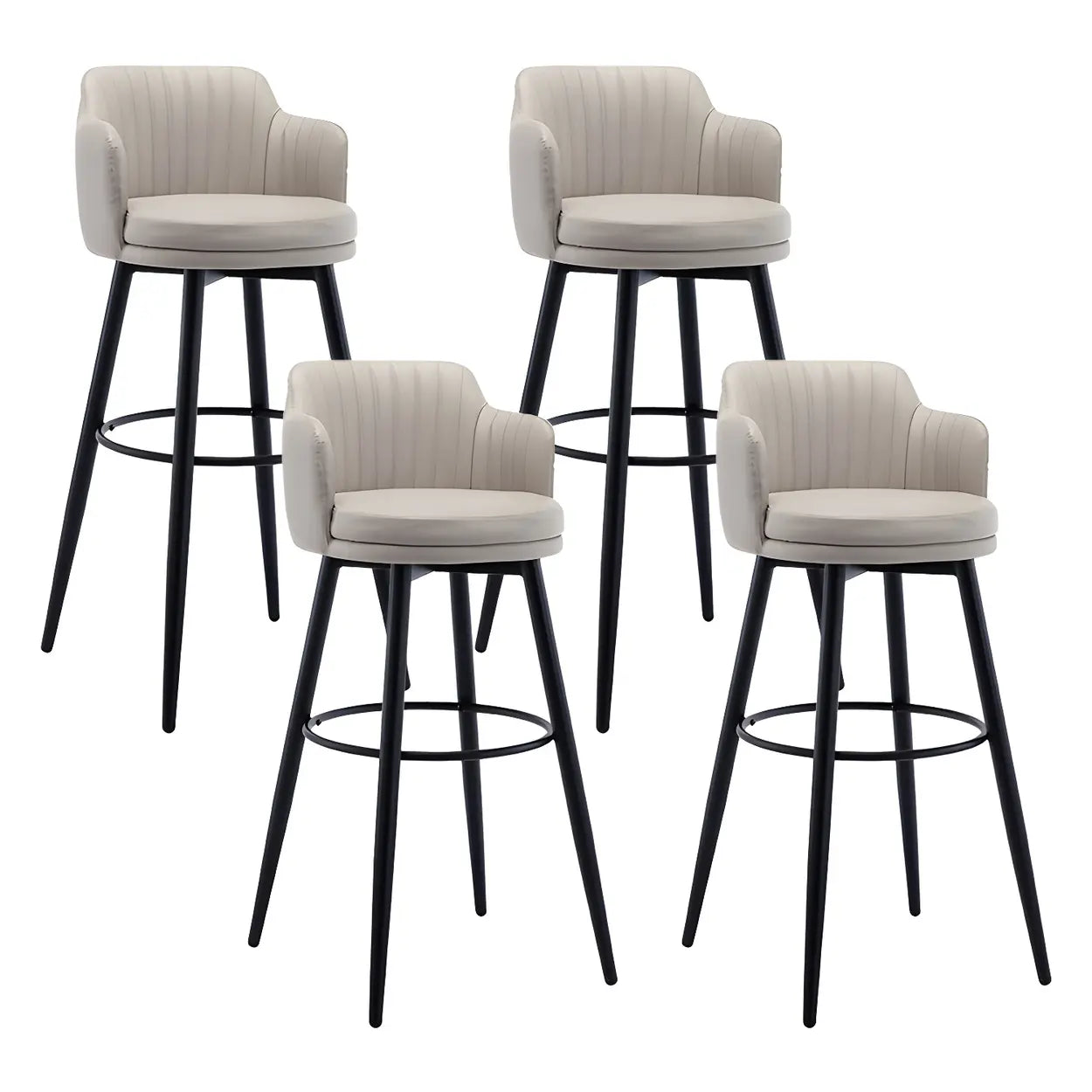 Round Leather Back Black Iron Bar Stool