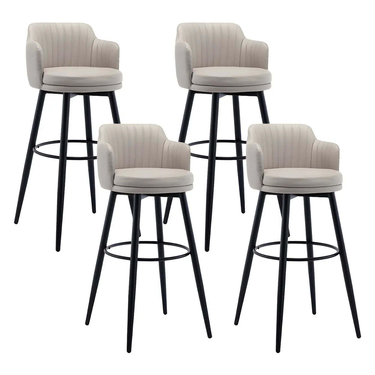 Round Leather Back Black Iron Bar Stool