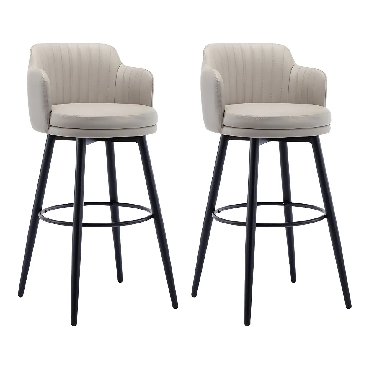 Round Leather Back Black Iron Bar Stool