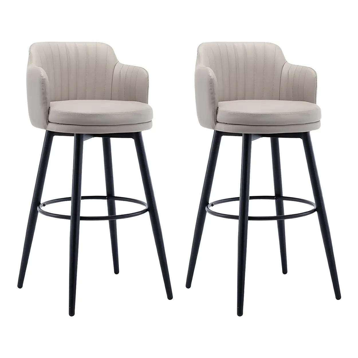Round Leather Back Black Iron Bar Stool