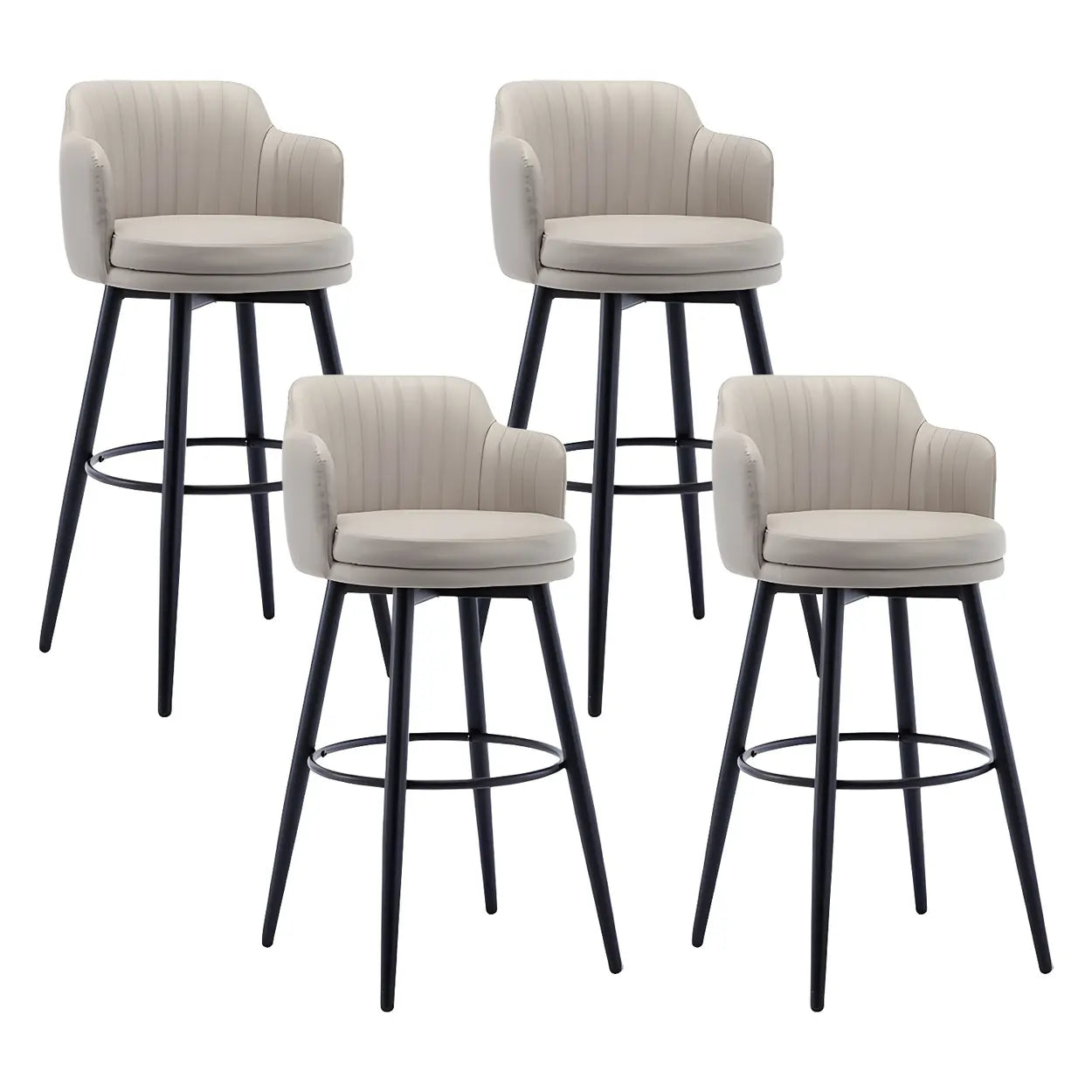 Round Leather Back Black Iron Bar Stool