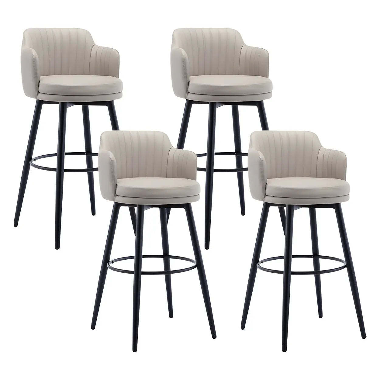 Round Leather Back Black Iron Bar Stool